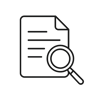 can you create an icon of Document  magnifying glass  outline in thin black no colour filling-1